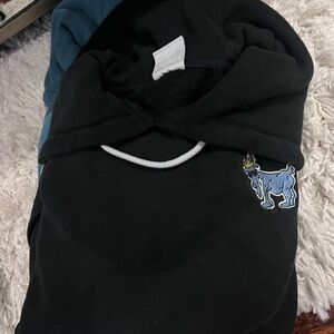 Goat Black Hoodie with Embroidered Dog Design